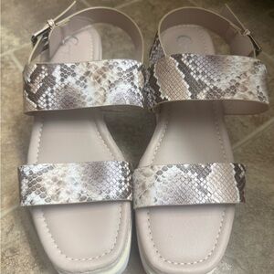 Cato Beige and Brown Snake Print Sandals